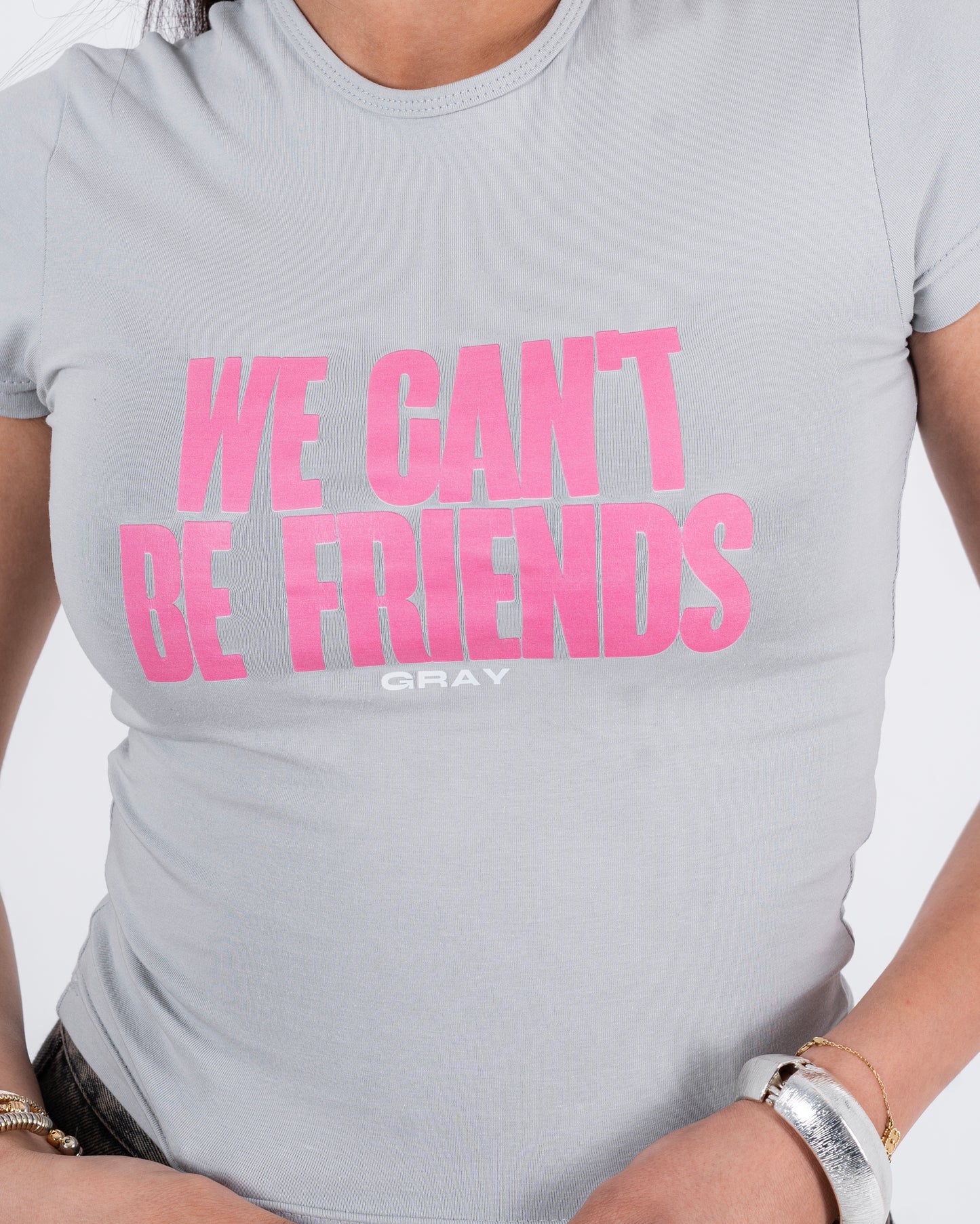 Gray We Can't Be Friends Tops