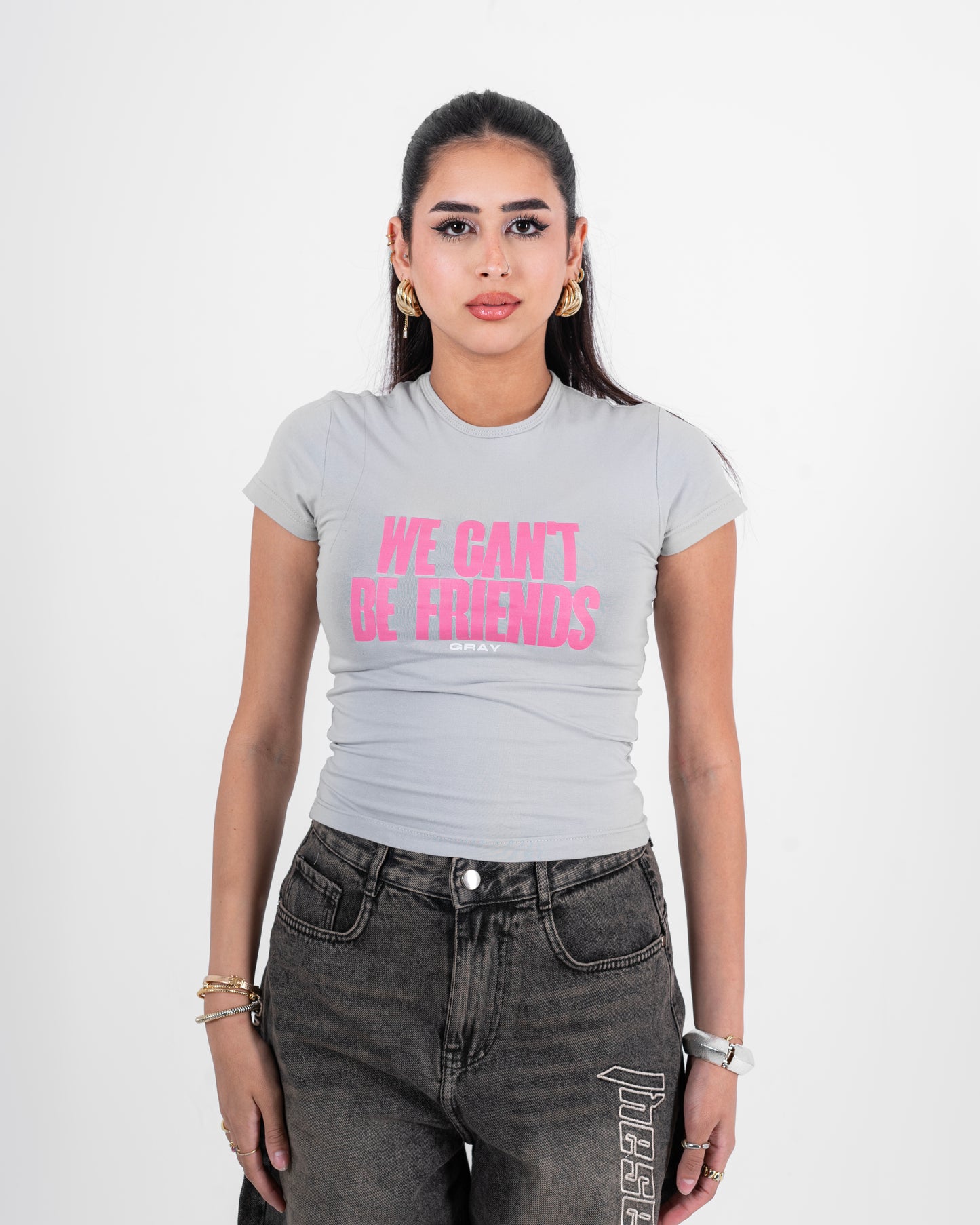 Gray We Can't Be Friends Tops